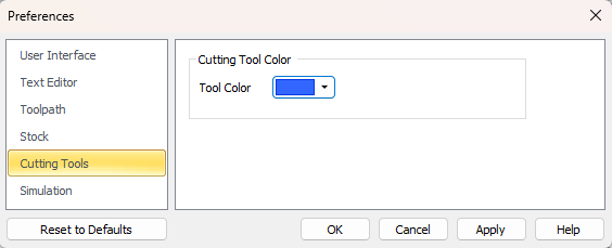 Preferences > Cutting Tools