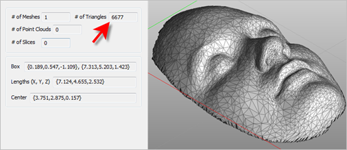 After Reduce Mesh, the VisualCAM Browser reports a total of 6,677 facets.