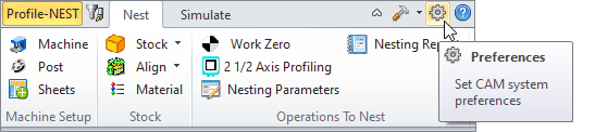 Set CAM System Preferences menu item