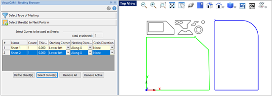 Select Curve(s) for Sheets