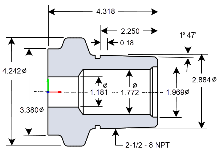 The 2D cross-section drawing of the Turn Part.