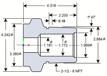 The 2D cross-section drawing of the Turn Part