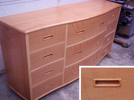 European Pearwood dresser with drawer pull design (inset) – Erpelding Furniture