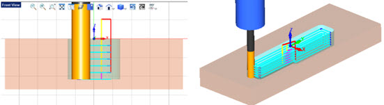 The first operation is 2 Axis Pocketing and serves as the first roughing operation.