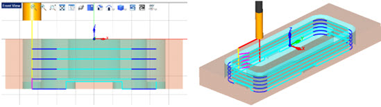 Here we see the first 2 Axis Profiling operations with multiple cut levels.