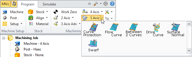 5 Axis Operations Menu - Premium Configuration Shown