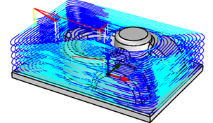 3 Axis Adaptive Roughing, Arc Motions are in Dark Blue