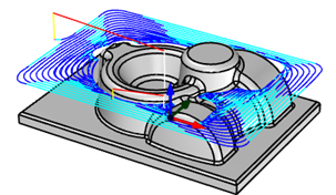 3 Axis Adaptive Roughing, Cut Level, Arc Motions are in Dark Blue