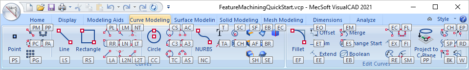 Preset <Alt> Keys: Curve Modeling Ribbon Bar