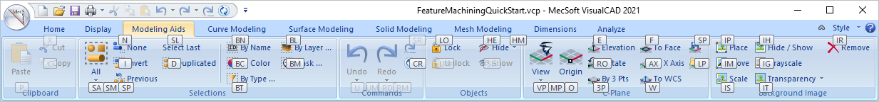 Preset <Alt> Keys: Modeling Aids Ribbon Bar