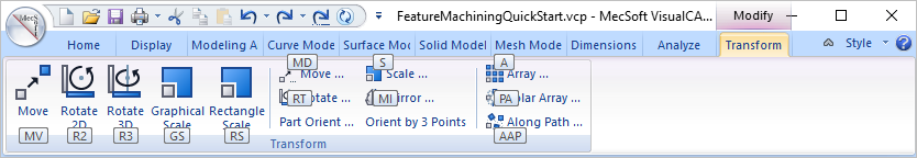 Preset <Alt> Keys: Transform Ribbon Bar