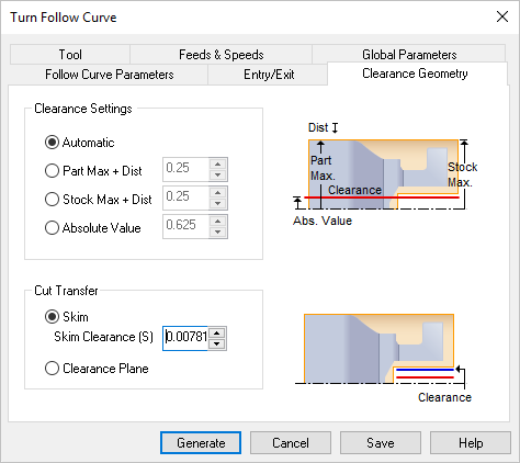 Dialog Box: Clearance Geometry tab, Turn Follow Curve