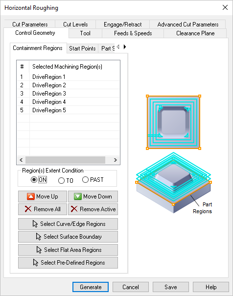 Dialog Box: Control Geometry tab, Parallel Finishing, 3 Axis