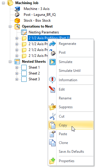 Machining Browser: Copy an Operation