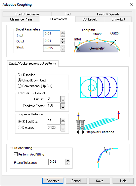 Dialog Box: 3 Axis Adaptive Roughing Operation