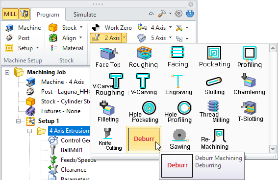 2½ Axis Deburring Menu Item