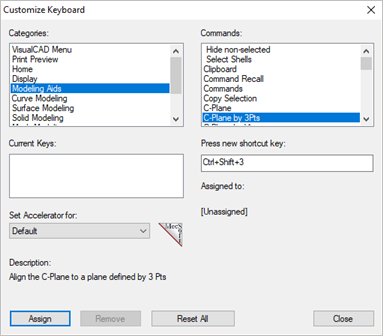Dialog Box: Customize Keyboard