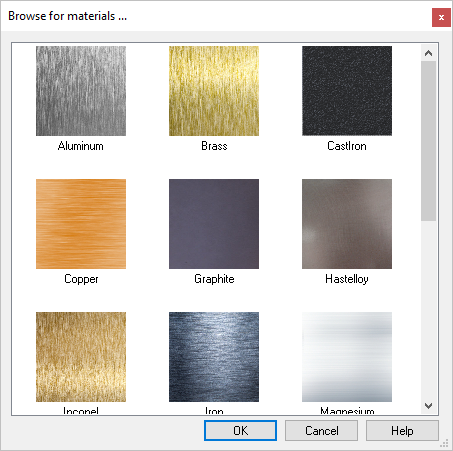 Dialog Box: Browse for materials ...