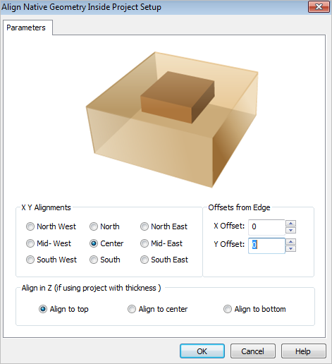 Dialog Box: Align Native Geometry Inside Project Setup