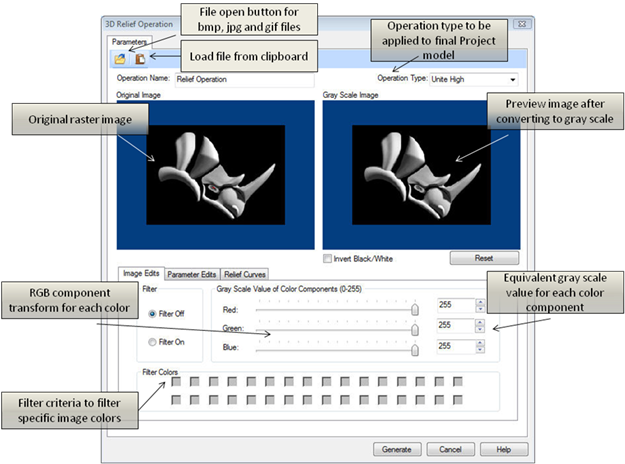 Dialog Box: 3D Relief Operation