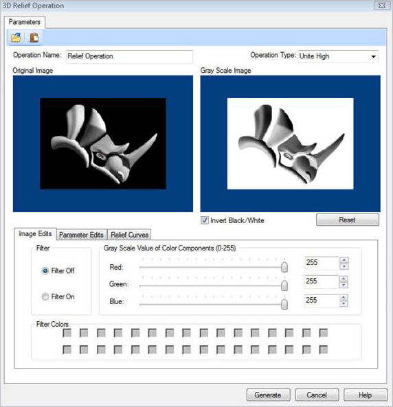 Dialog Box: 3D Relief Operation
