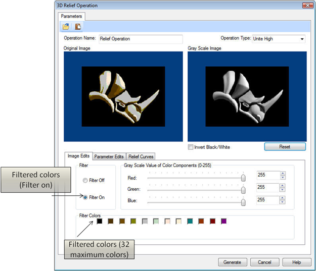 Dialog Box: 3D Relief Operation