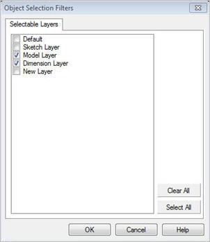 Object Selection Filters dialog box (by layer)