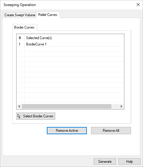 Dialog Box: Sweeping Operation, Relief Curves tab