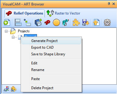 ART Browser - Right-click, Generate Project
