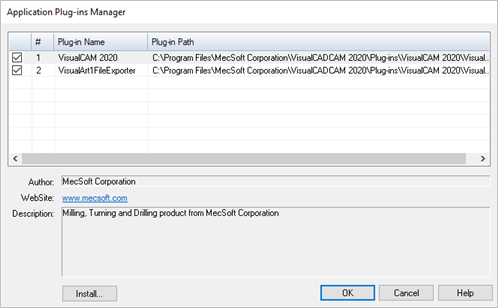 Dialog Box: Application Plug-ins Manager