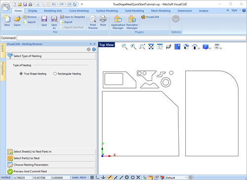 Nesting Browser is now loaded and by default appears to the left of view port.