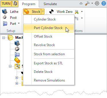 Part Cylinder Stock Menu Item