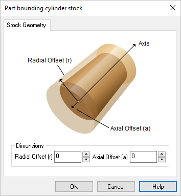 Dialog Box: Part bounding cylinder stock