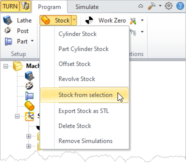 Stock from Selection Menu Item