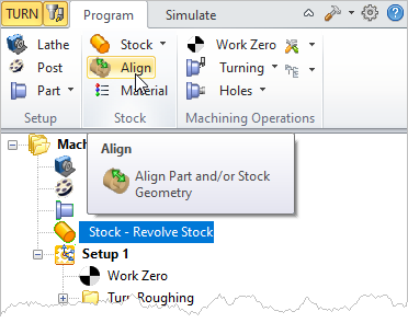 Align Part and Stock Models Menu Item