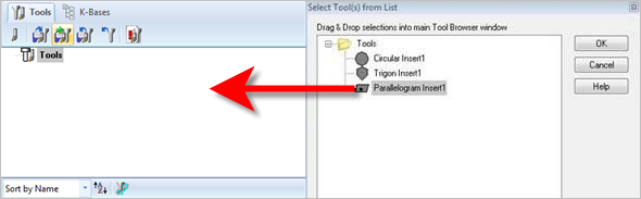 Dialog Box: Select Tools(s) from list (Drag & Drop)