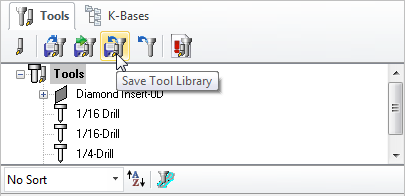 Locating the Save Tools Library button