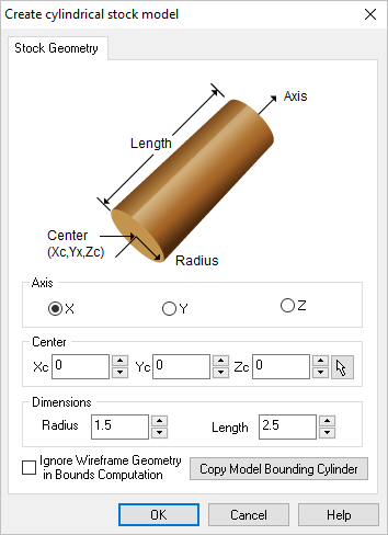 Dialog Box: Cylinder Stock