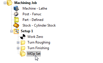 Selecting MOp Set from Create Miscellaneous Operations under Program tab, creates a MOp Set folder in the browser.