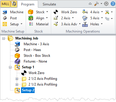 Pick OK and the New Setup is added to the Machining Job&nbsp;