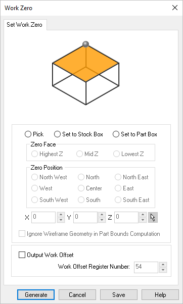 Dialog Box: Work Zero