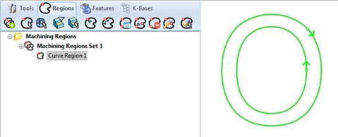 Selecting multiple curves adds all the curves to the same machining region. - Premium Configuration shown