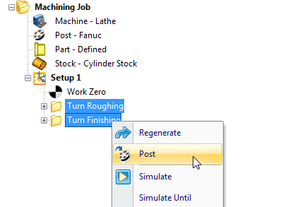 Example shows selecting multiple operations by holding down the <Ctrl> key for posting.