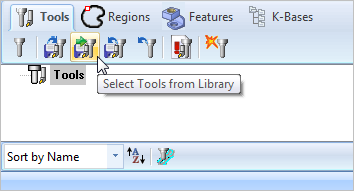 From the Tools tab of the Machining Objects Browser, select the Select Tools from Library button.
