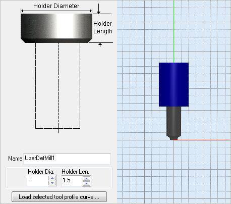 Click Load selected tool profile curve
