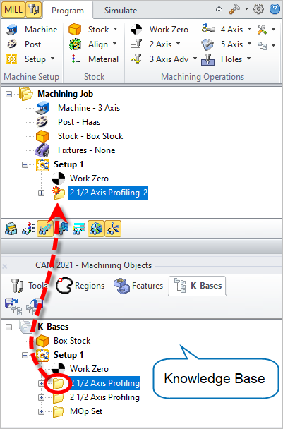 Select operation, Drag and drop to Machining browser
