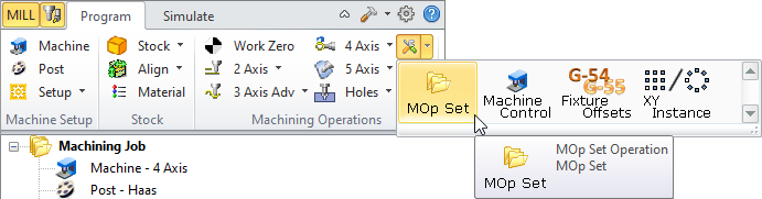 Machining Operation Set (MOp Set) Menu Item