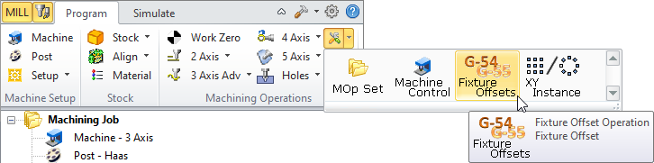 Fixture Offsets Menu Item