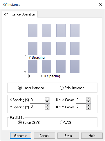 Dialog Box: XY Instance, Linerar Instance