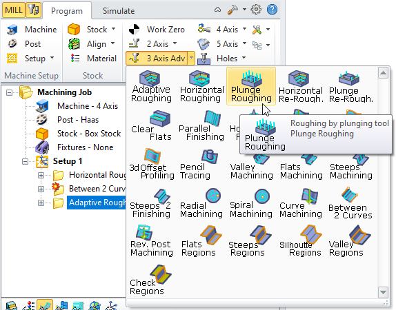 3 Axis Plunge Roughing Menu Item
